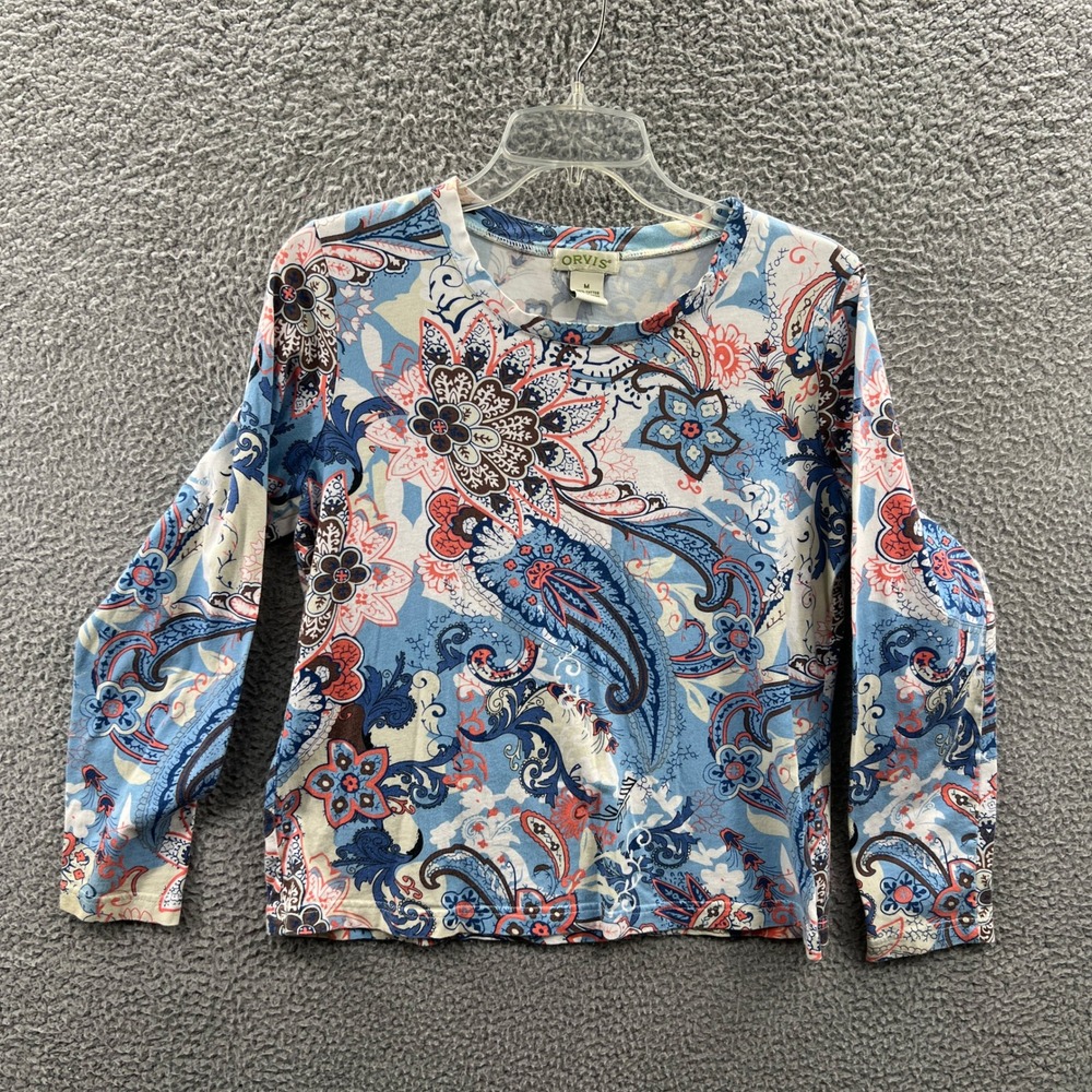 Orvis Womens Boho Top M Paisley Indie Floral Casual‎ Cotton Outdoor Lightweight